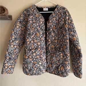 Sonmer Quilted Jacket Black Floral